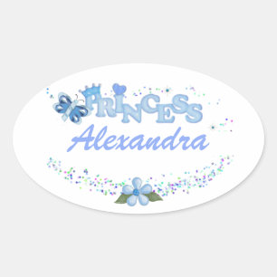 Blue Princess Oval Sticker