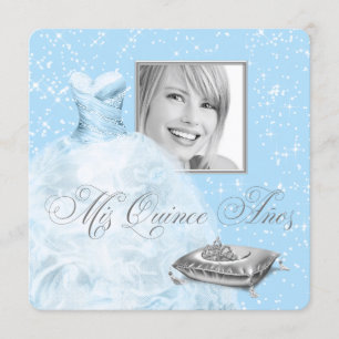 Blue Princess Photo Quinceanera Invitation