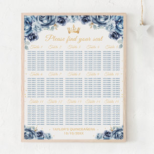 Blue Princess Quinceañera 15 Tables Seating Chart