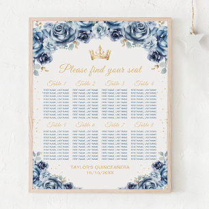 Blue Princess Quinceañera 8 Tables Seating Chart