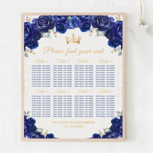 Blue Princess Quinceañera 8 Tables Seating Chart