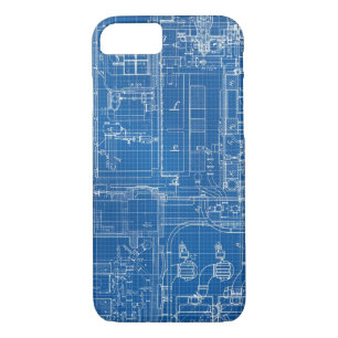 Blue Print design draft cad architecture teacher r iPhone 8/7 Case