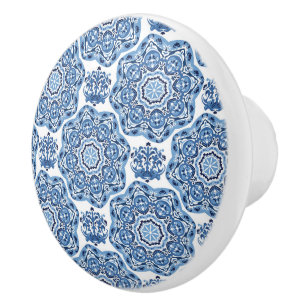 Blue Print Tile  Ceramic Knob