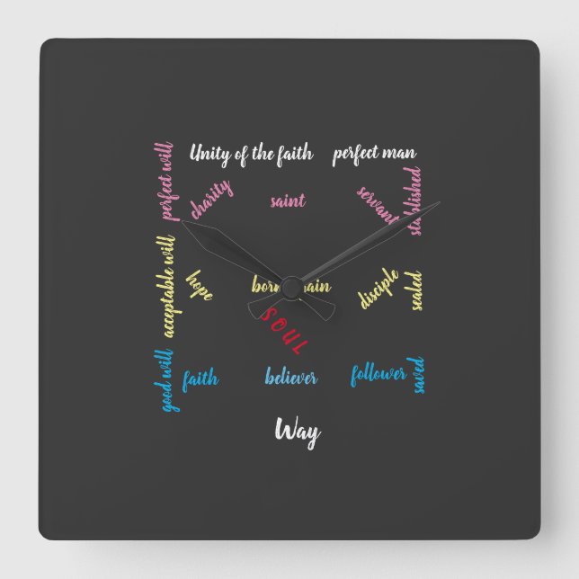 Blue print to perfection. square wall clock (Front)