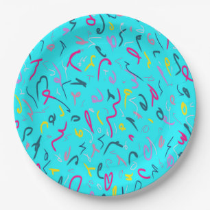 Blue Print with 90s Vibes  Paper Plate