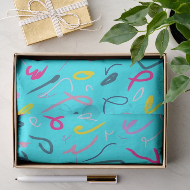 Blue Print with 90s Vibes  Tissue Paper (Gift)
