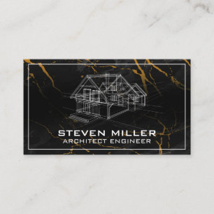 Blue Prints Architect Construction Marble Business Card