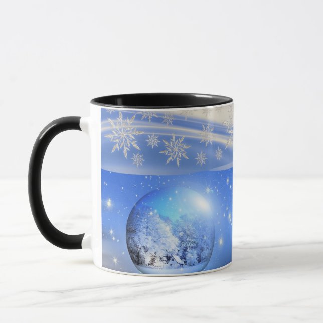 Blue Pristine Snowflakes  Mug for Dad (Left)