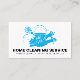 Blue Pro Home Cleaning Service Janitorial Maid Business Card