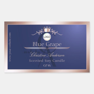 Blue Product Label Rose Gold Frame Logo Monogram