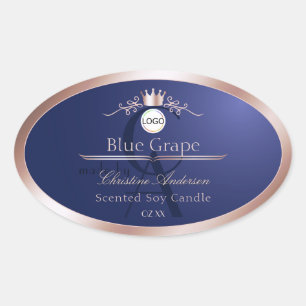 Blue Product Label Rose Gold Frame Logo Monogram