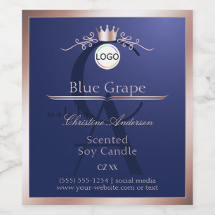 Blue Product Label Rose Gold Frame Logo Monogram
