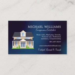 Blue Professional House Caregiver Services Business Card