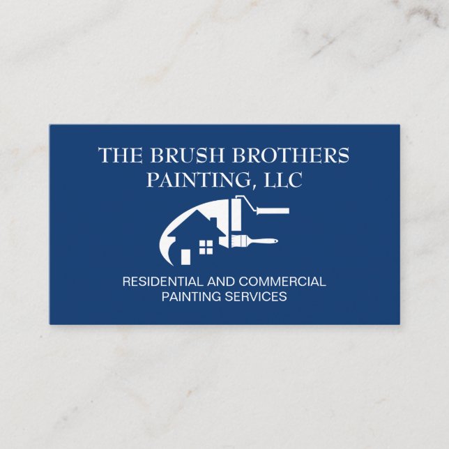 Blue Professional House Painter Business Card (Front)