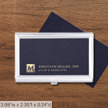 Blue Professional Luxury Initial Logo Business Card Holder<br><div class="desc">Keep your business cards organised and protected in style with this elegant blue business card case featuring a gold initial logo. Made with high-quality materials, this case is durable and sophisticated, making it the perfect accessory for any business professional. The case is also lightweight and compact, making it easy to...</div>