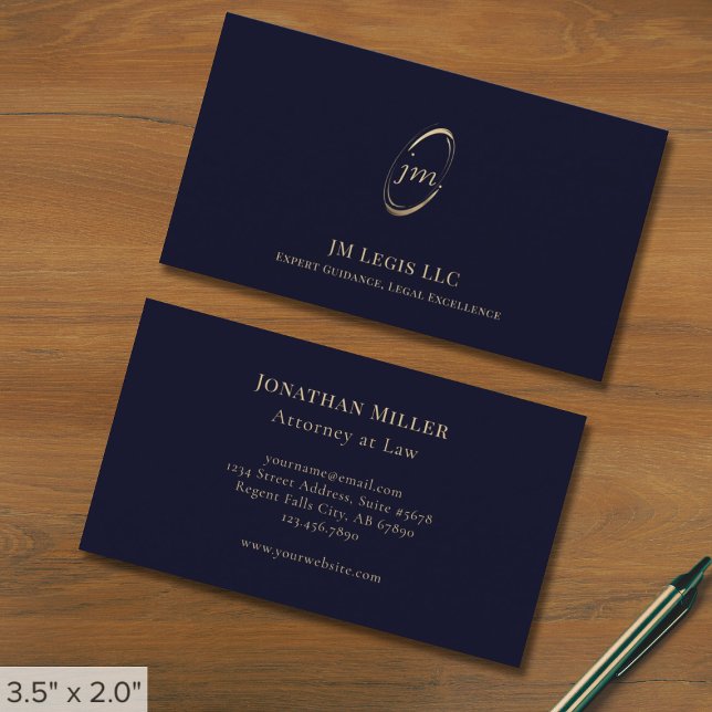 Blue Professional Luxury Initials Logo Business Card (Creator Uploaded)