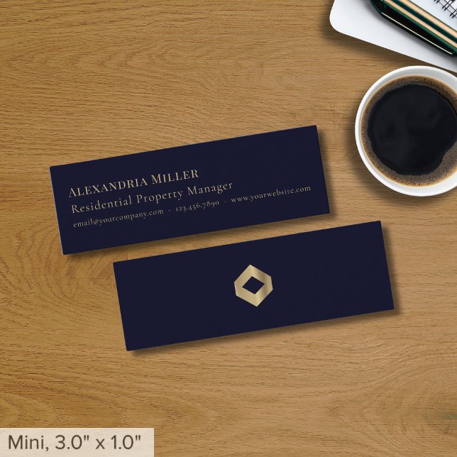 Blue Professional Luxury Logo Mini Business Card (Creator Uploaded)