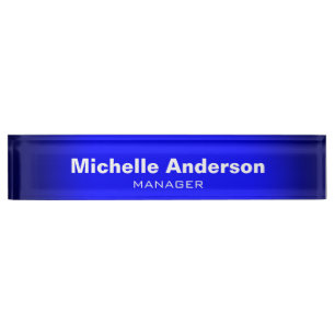 Blue Professional Manager Modern Plain Nameplate