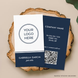 Blue Professional QR Code Logo Business Card