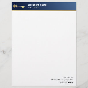 blue professional real estate realtor business custom letterhead