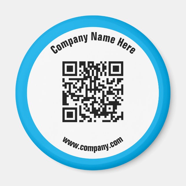 Blue Promotional Business Name QR Code  Magnet (Front)