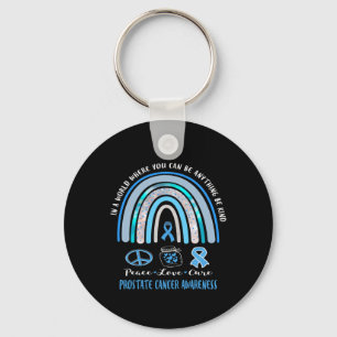Blue Prostate Cancer Peace Love Cure Sign Tee In T Key Ring