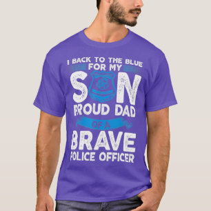 Blue Proud Police Thin Officer DAD Line T-Shirt