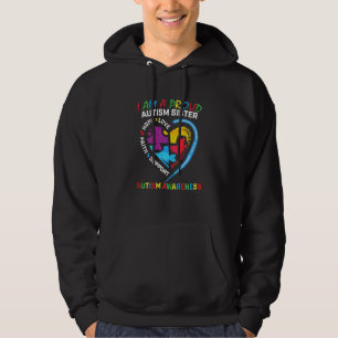 Blue Proud Sister Autism Awareness Puzzle Piece Ki Hoodie