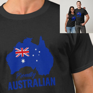Blue Proudly Australian, Map Flag Australia Day  T-Shirt