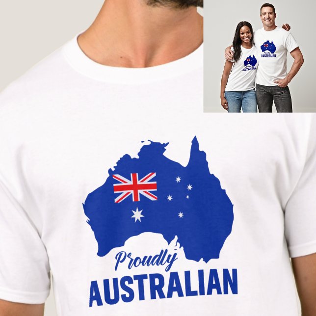Blue Proudly Australian, Map Flag Australia Day  T-Shirt (Creator Uploaded)