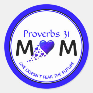 Blue Proverbs 31 Mum Christian Classic Round Sticker