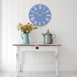 Blue Pstel Grey Metallic Silver Roman Numbers Large Clock<br><div class="desc">Unique minimal and decorative 
Corresponds to actual fashion trend in home decor.
You can change the shape and colour of the hand.
florenceK design</div>