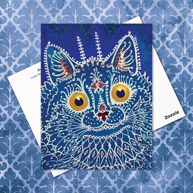 Blue Psychedelic Cat Louis Wain Postcard (Creator Uploaded)