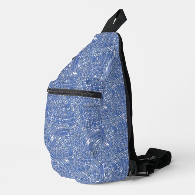 Blue psychedelic pattern Sling bag (Right Corner)
