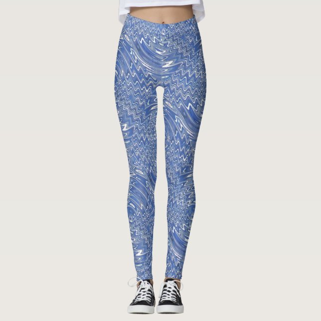 Blue psychedelic print Leggings (Front)