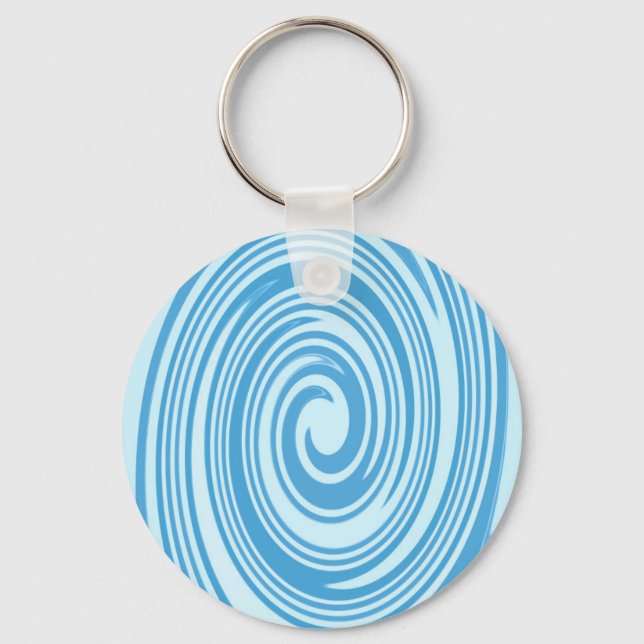Blue psychedelic swirl pattern key ring (Front)