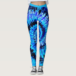 Blue Psychedelic Tie Dye Pattern Yoga Leggings