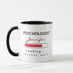 Blue PSYCHOLOGIST [Name] Loading Black Red & White Mug