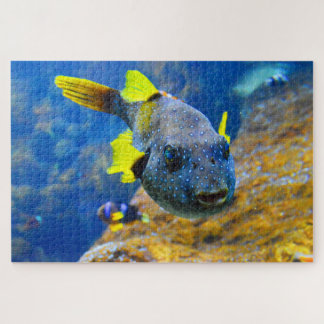 Blue Pufferfish, Yellow Fins & Spotted Jigsaw Puzzle