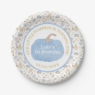 Blue Pumpkin 1st Birthday Paper Plates