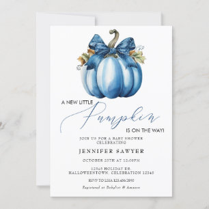 Blue Pumpkin Autumn Baby Shower Invitation