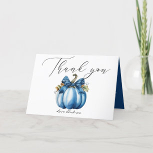 Blue Pumpkin Autumn Baby Shower Thank You Card