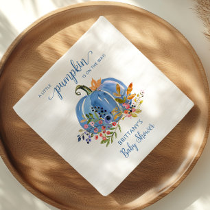 Blue Pumpkin Autumn Floral Baby Shower Napkin