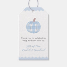 Blue Pumpkin Baby Boy Shower Favour Tags