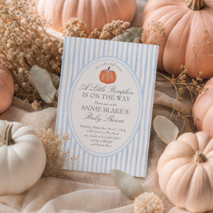 Blue Pumpkin Baby Boy Shower Invitation