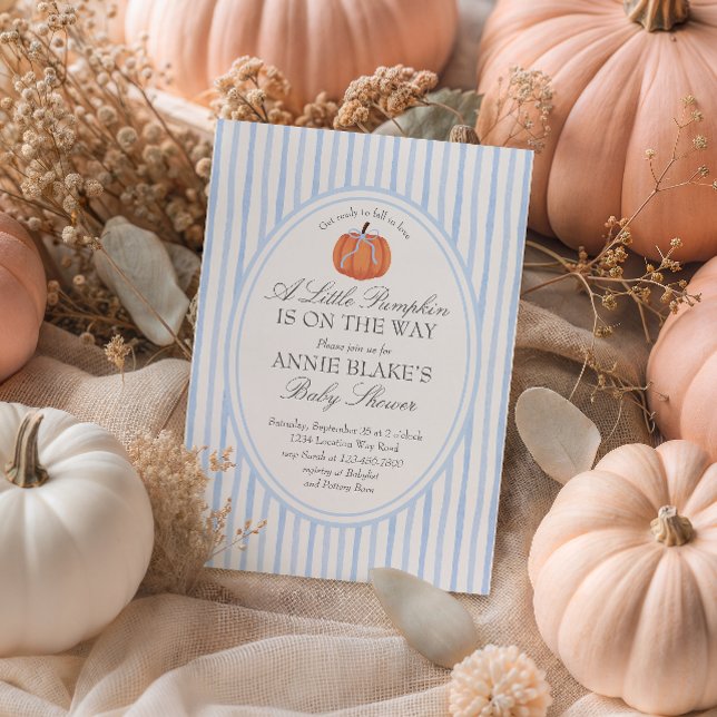 Blue Pumpkin Baby Boy Shower Invitation (Creator Uploaded)
