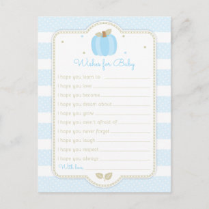 Blue Pumpkin Baby Boy Shower Wishes for Baby Postcard