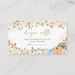 Blue Pumpkin Baby Shower Diaper Raffle Enclosure Card