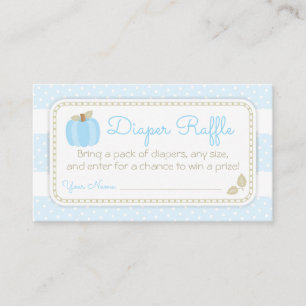Blue Pumpkin Baby Shower Diaper Raffle Ticket Enclosure Card
