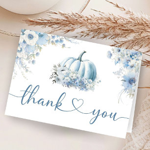 Blue Pumpkin Baby Shower Fall Folded Thank You Card